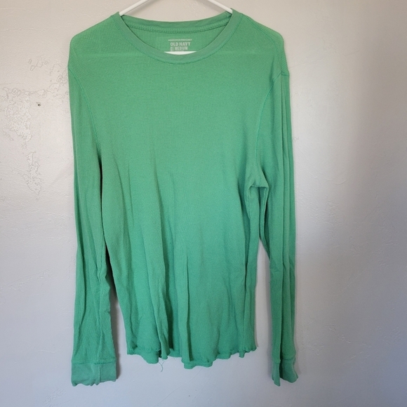 Old Navy Men's Medium Green Waffle Knit Long Sleeve Shirt Tee Base Layer - Picture 1 of 4